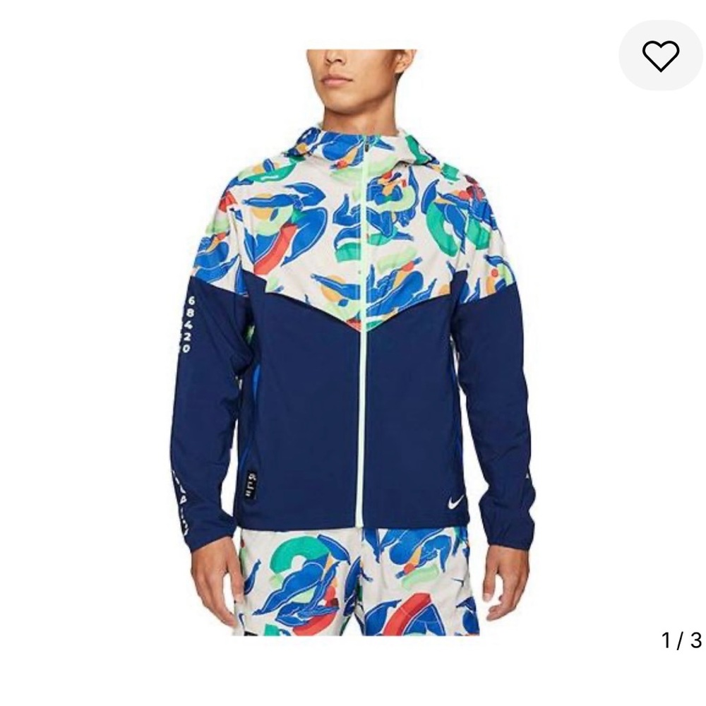 Nike Men's Limited Edition Artist Kelly Anna Blue & Multicolor Windbreaker